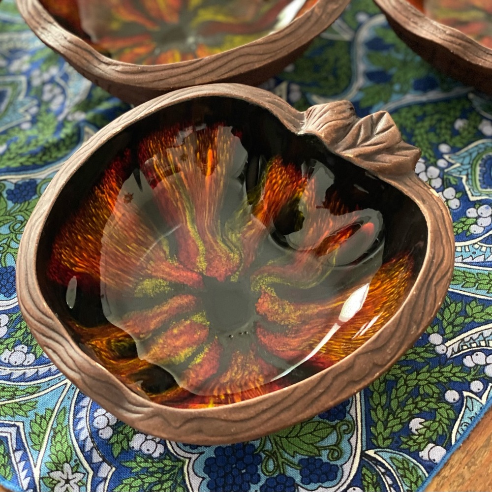 Vintage Mid-Century California Pottery Sequoia Ware Apple Salad Bowls, Set of 5